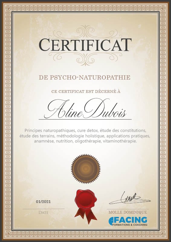 certificat coach naturopathie - Facing formation - Dominique molle